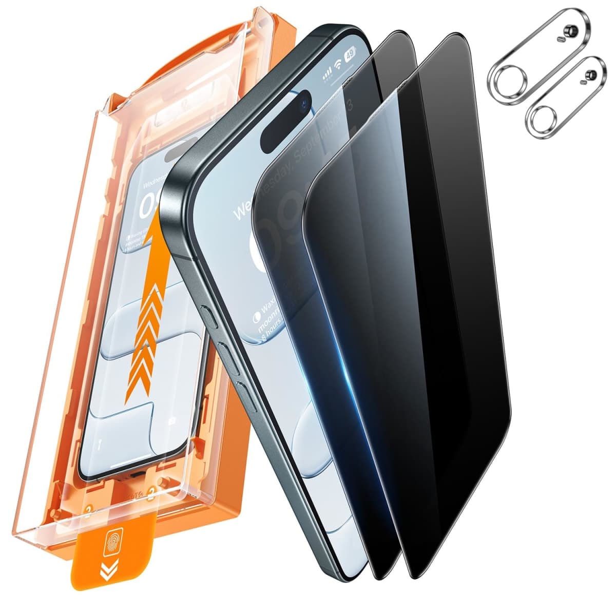 MRGLAS TOP 9H+ Glass 2+2 Packs for iPhone Air Privacy Screen Protector with Camera Lens Protector [Zero Bubble][10X Military Protection] 17 Air 6.5" Tempered Glass Full Edge Coverage,Case-Friendly