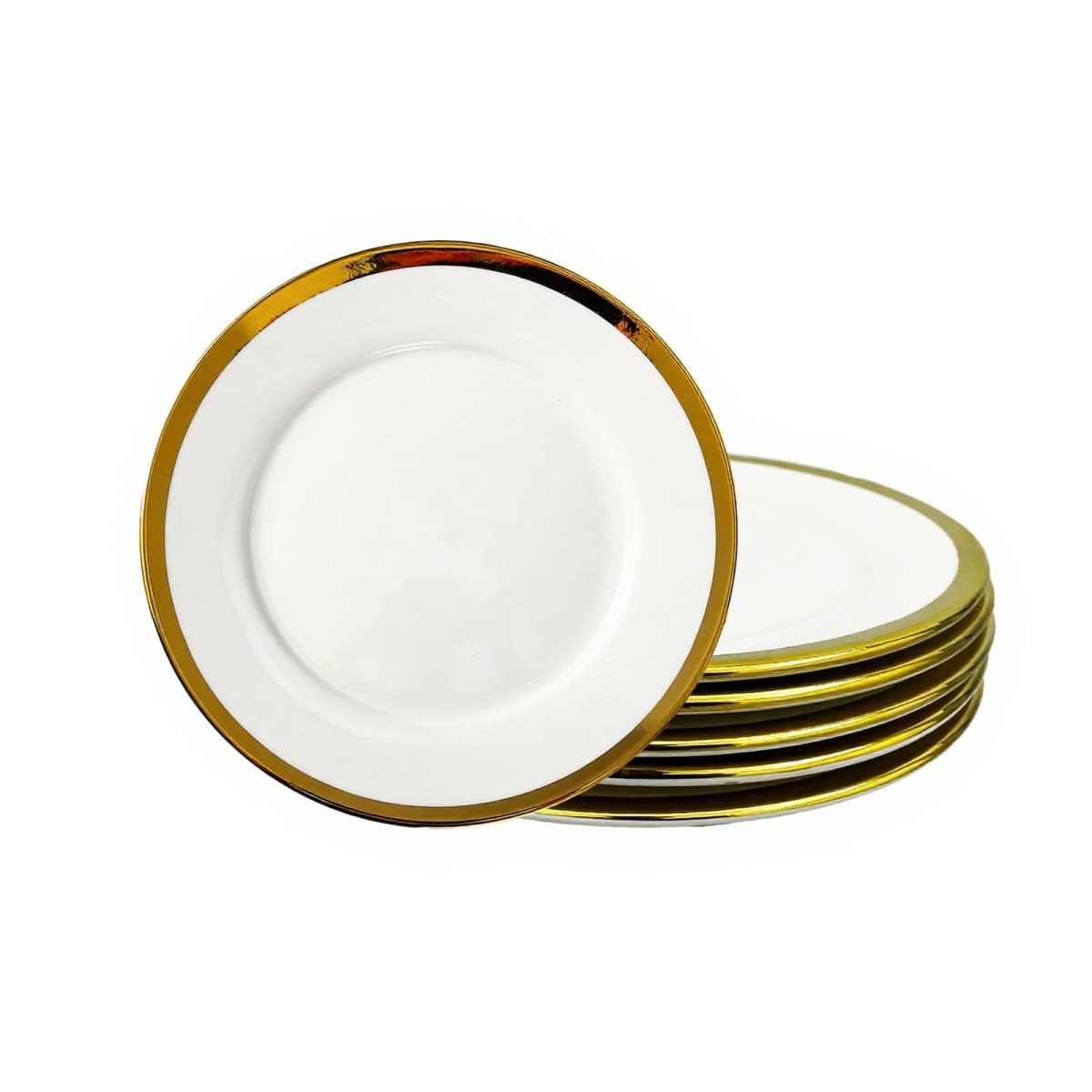 Loymokinar Porcelain Appetizer Plates, Ceramic Round Dessert Serving Plates for Bread, Salad, Snack and Finger Food, Set of 6 Elegant Ceramic Dinner Plates (8 inch)