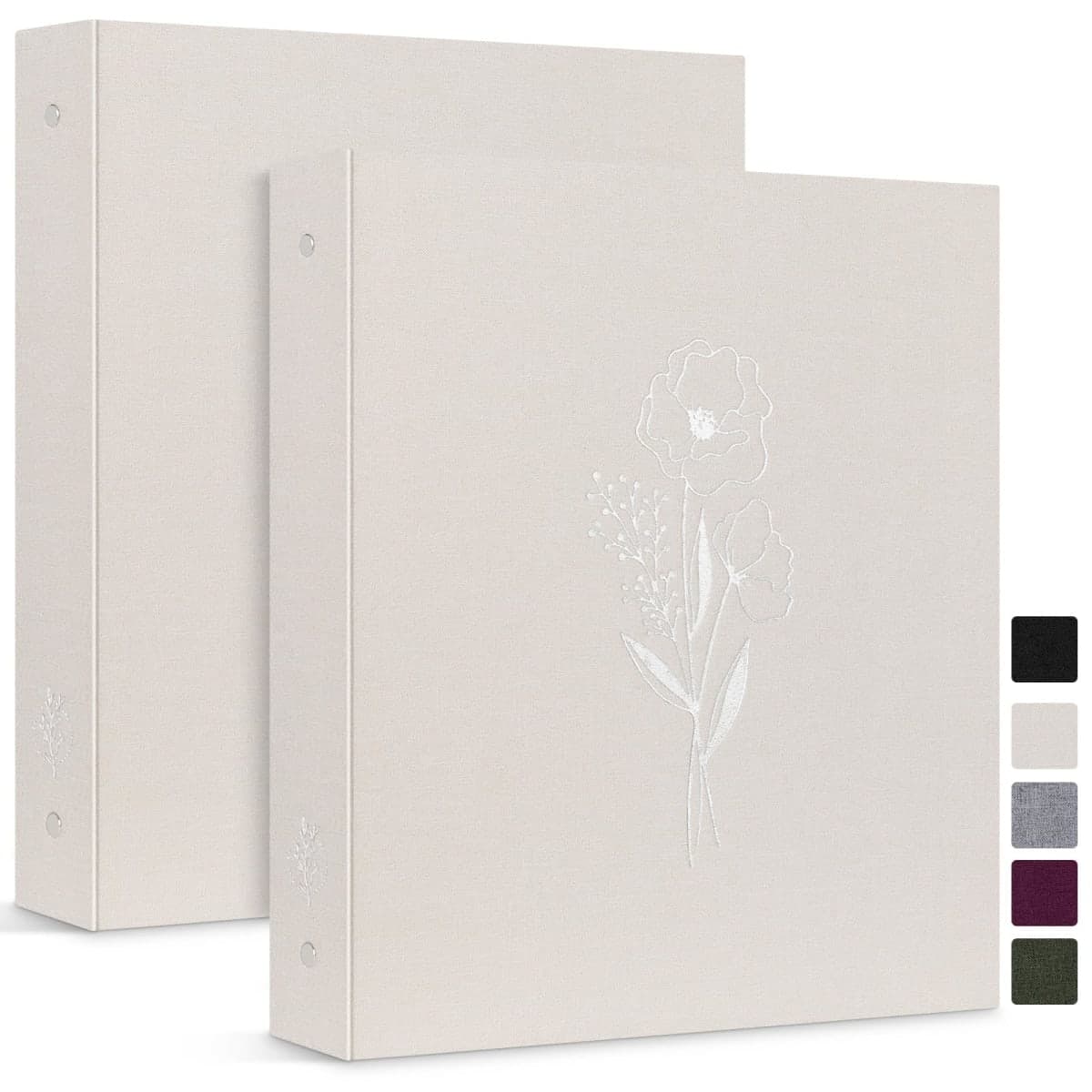 Lanpn Letter Size A4 3 Ring Binder 2 Packs, Linen Cover 1 inch Round Rings Can Holds 8.5" x 11" Paper for Office School Home Journaling Collections (Beige)