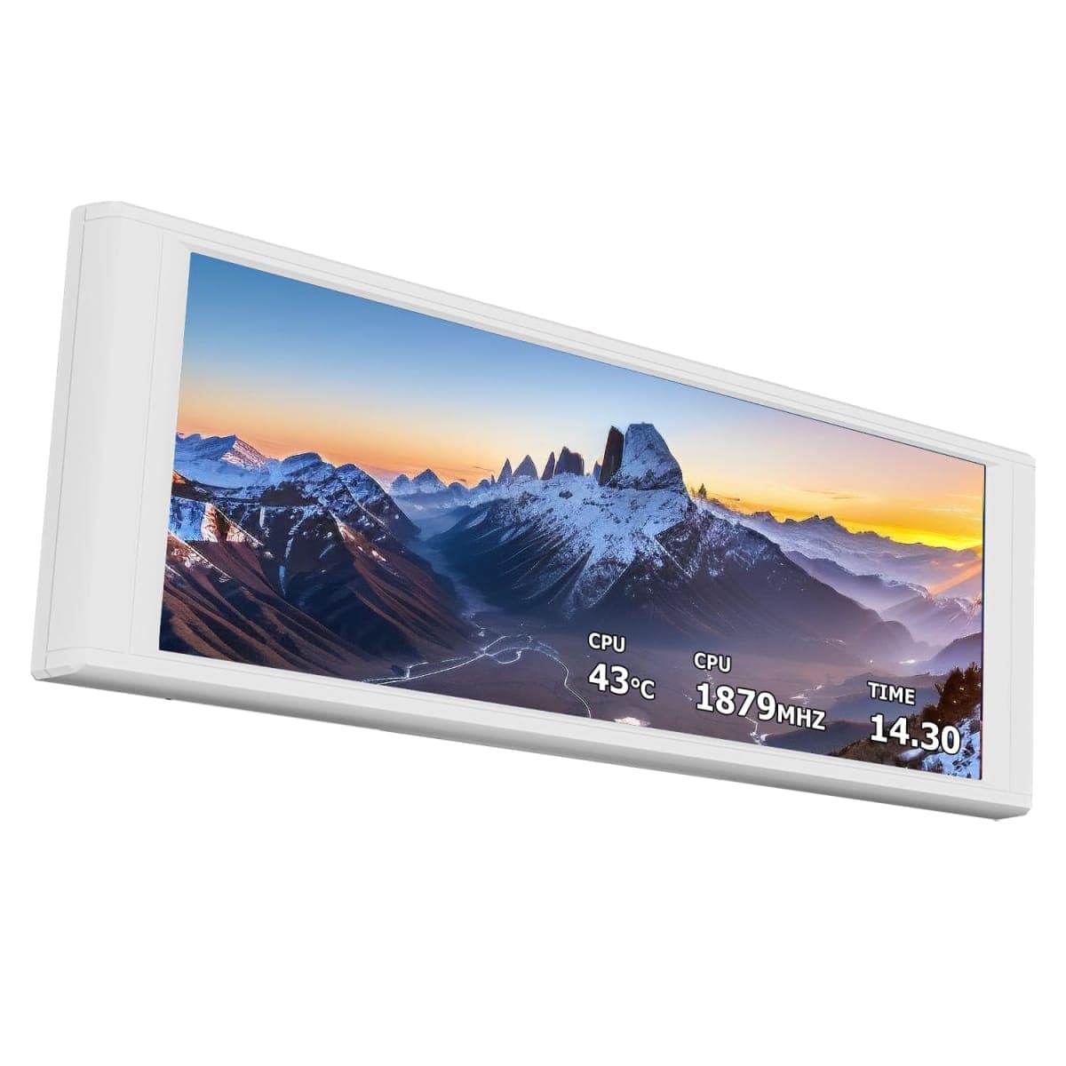 Thermalright Trofeo Vision LCD White Edition Case Sub-Display Features a 6.86-inch Full-Color LCD Screen (1280x480 Resolution) with Magnetic Panel Design. Supports DIY Dynamic/Static Images (White).
