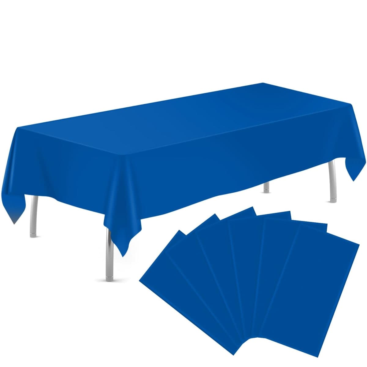 tujol Royal Blue 6 Pack Plastic Table Cloth 54" x 108", Disposable Tablecloths Rectangle Table Cover, Plastic Tablecloths for Parties