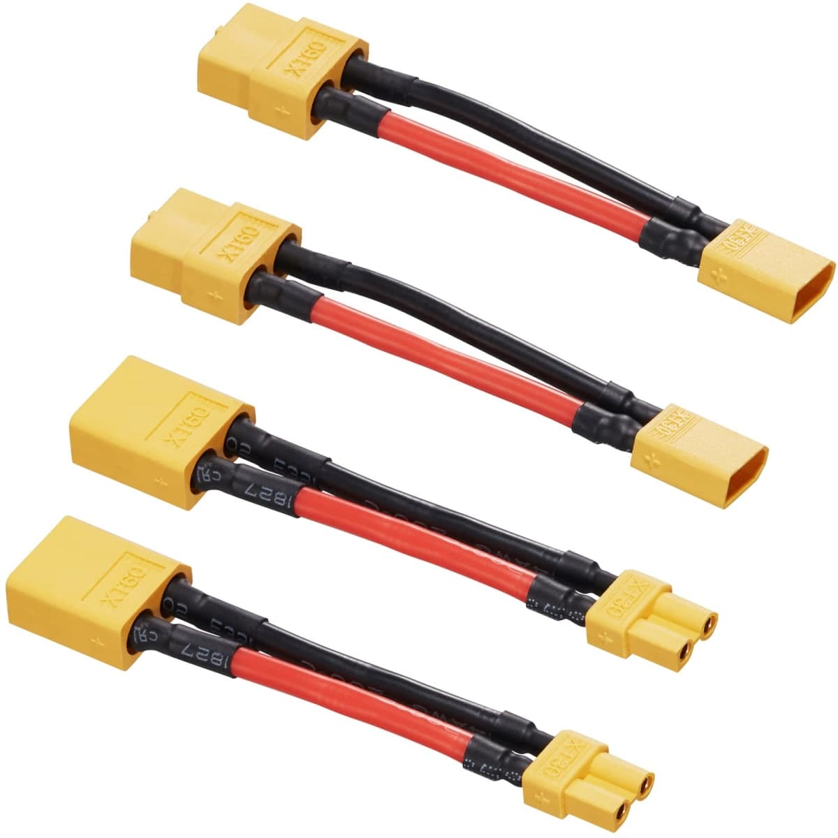 Laisomeke XT60 Male to XT30 Famale Adapter with 14AWG Cable and Male XT30 to Female XT60 Connector Adapter with 50MM 14AWG Cable for Lithium Battery Micro FPV Drone xt30 xt60 FPV (4 Pack)