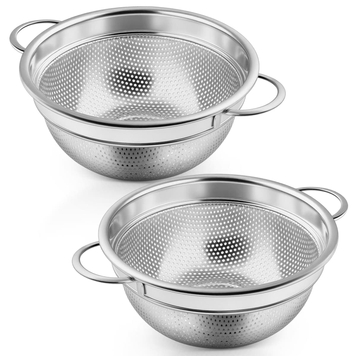 P&P CHEF 3 Quart Colander Strainer Stainless Steel Kitchen,2PCS