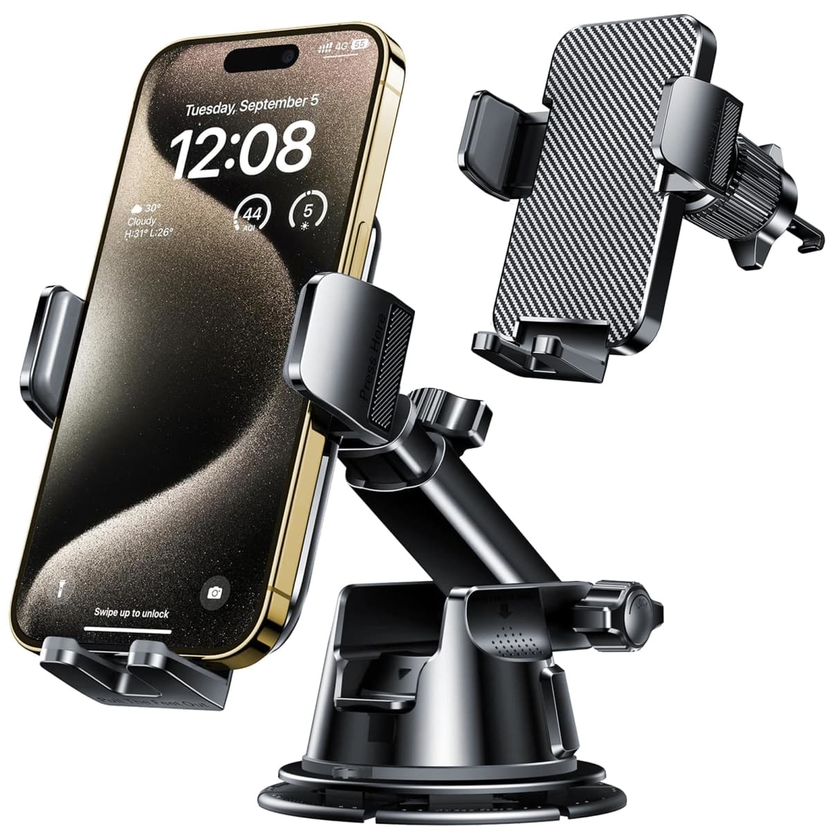 Qifutan Dash Mounted Holders Phone Holders for Car Dash, Air Vent, Multi-Mount, Jeep Compatible, Multi-Device Mount