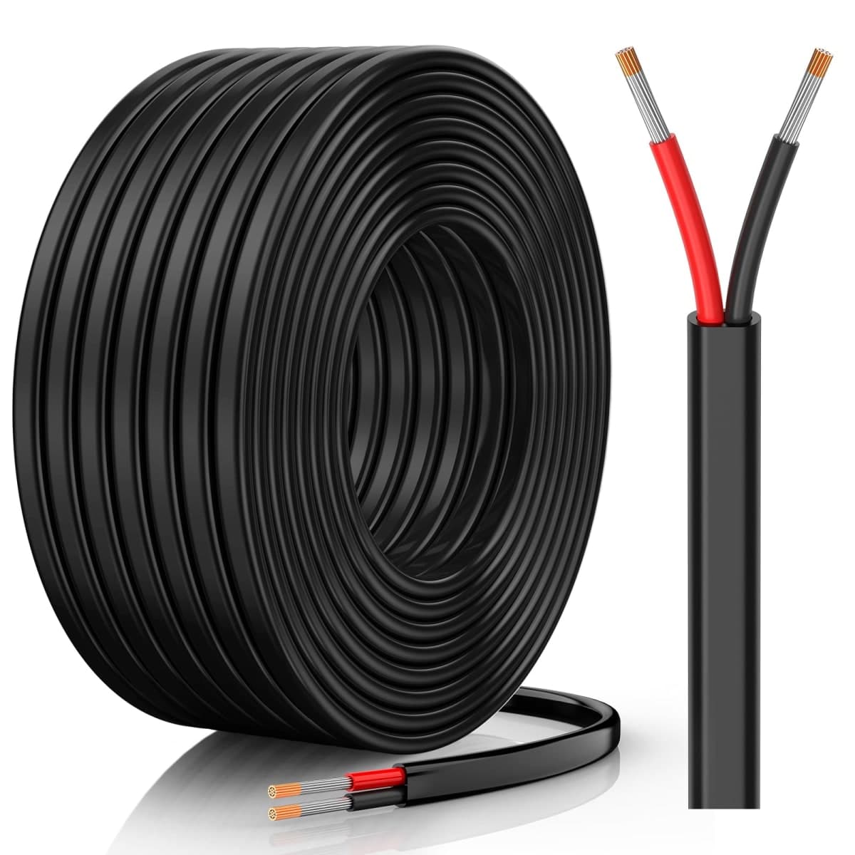 CONEPY 18 Gauge Wire, 18 AWG 2 Conductor Electrical Wire, Flexible/Oxygen-Free Tinned Copper/Stranded PVC 18/2 Cord for Automotive, Marine, LED Strips, Solar, RV, Lighting (30FT)