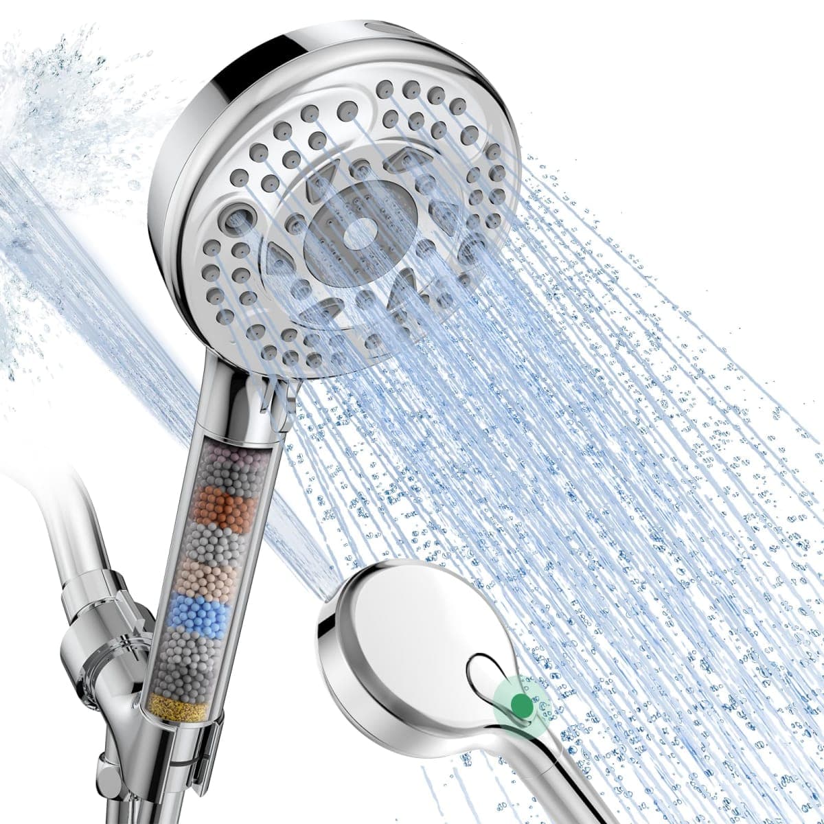 Filtered Shower Head with Handheld, 9-Spray Mode High Pressure Detachable Shower Head with Filters for Hard Water - Remove Chlorine Chrome
