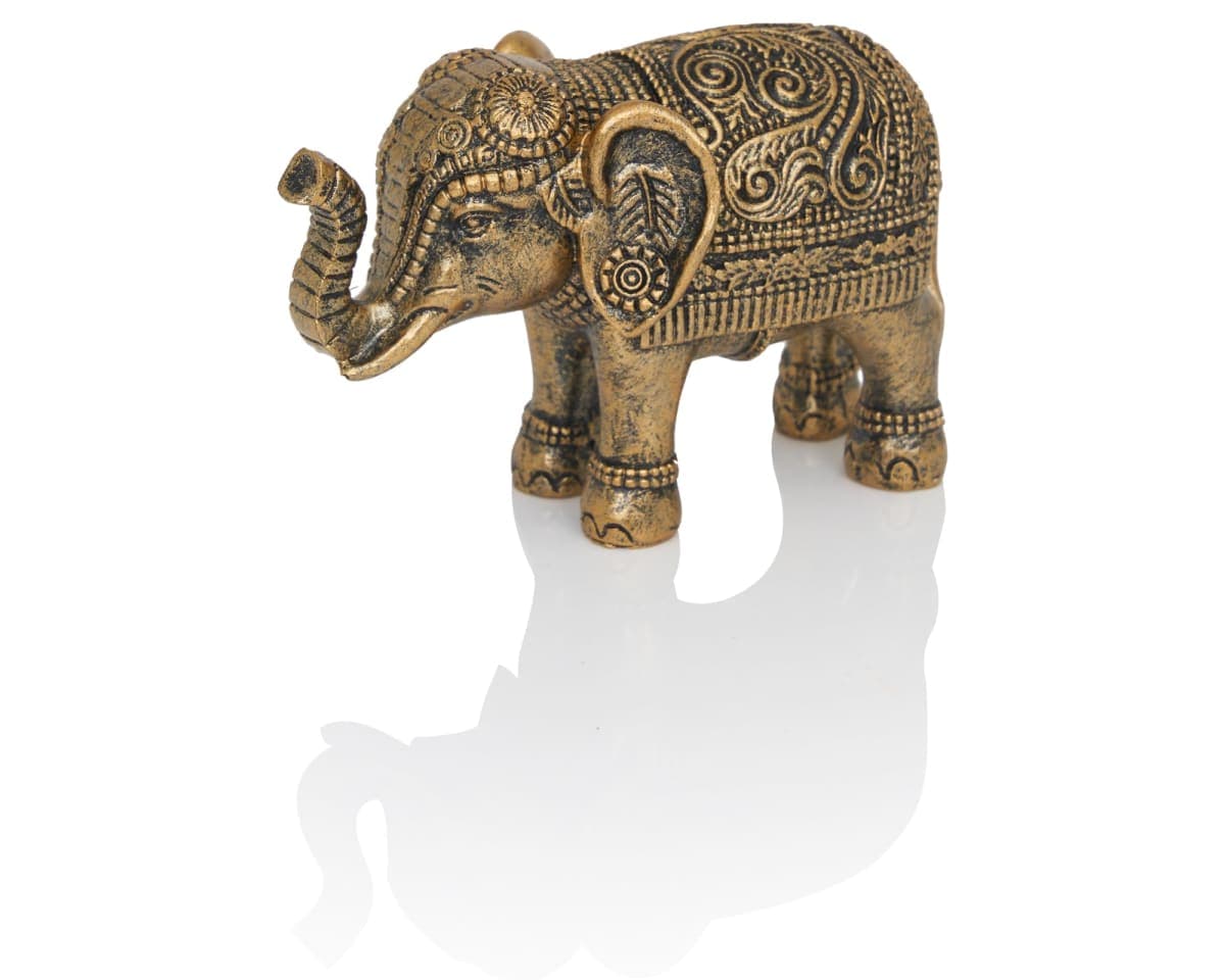 BOIHEGU Small Elephant Statue, Good Lucky Elephant Positive Gifts, Elefantes para Decoracion Casa, Elephant Décor for Coffee Table, Add to Elephant Collection(1pc Small Elephant Antique Gold)